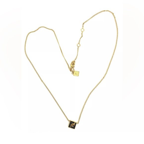 20” FENDI Forever FF Pendant Gold-Toned Necklace - Picture 4 of 5